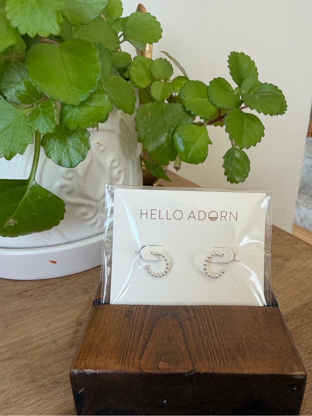 Hello Adorn Silver Beaded Hoop Earrings